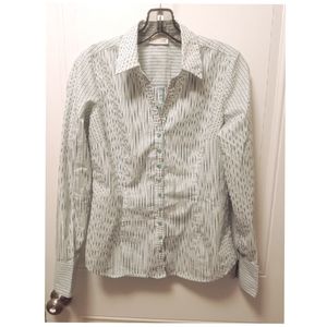 Teal stripped Collared Blouse